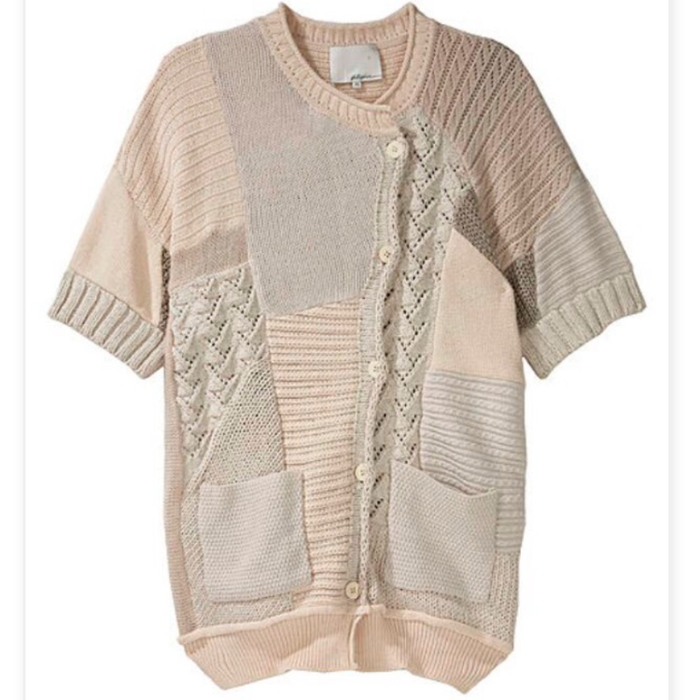 3.1 Phillip Lim Patchwork Asymmetrical Cardigan M - image 2